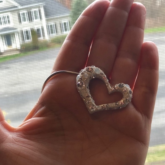 Swarovski Open Heart Stone Pendant Necklace - Picture 3 of 8